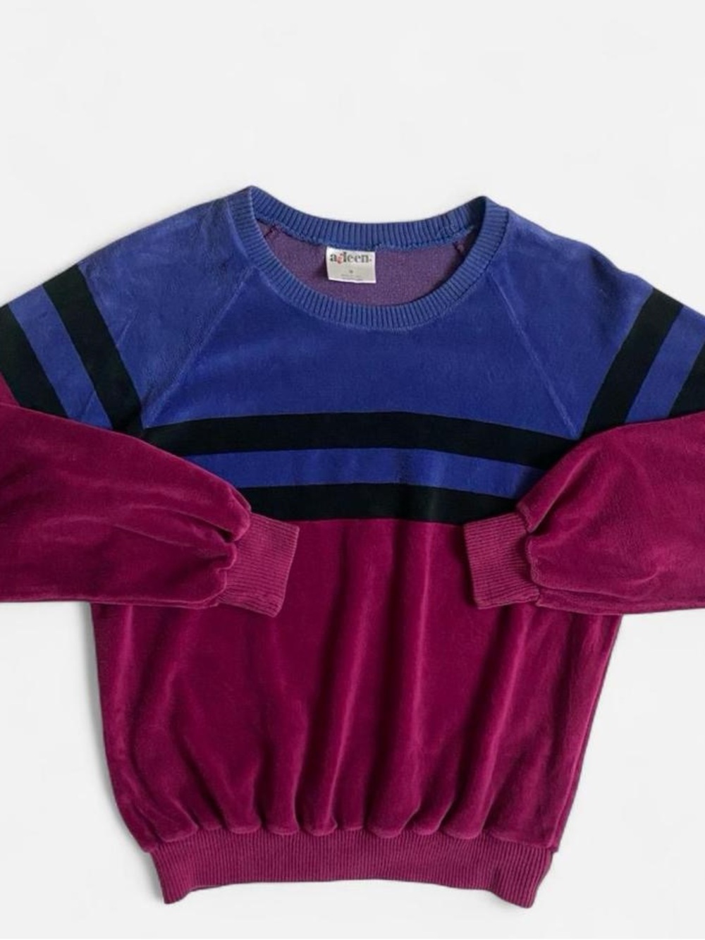 Vintage 80s magenta & indigo velour sweatshirt